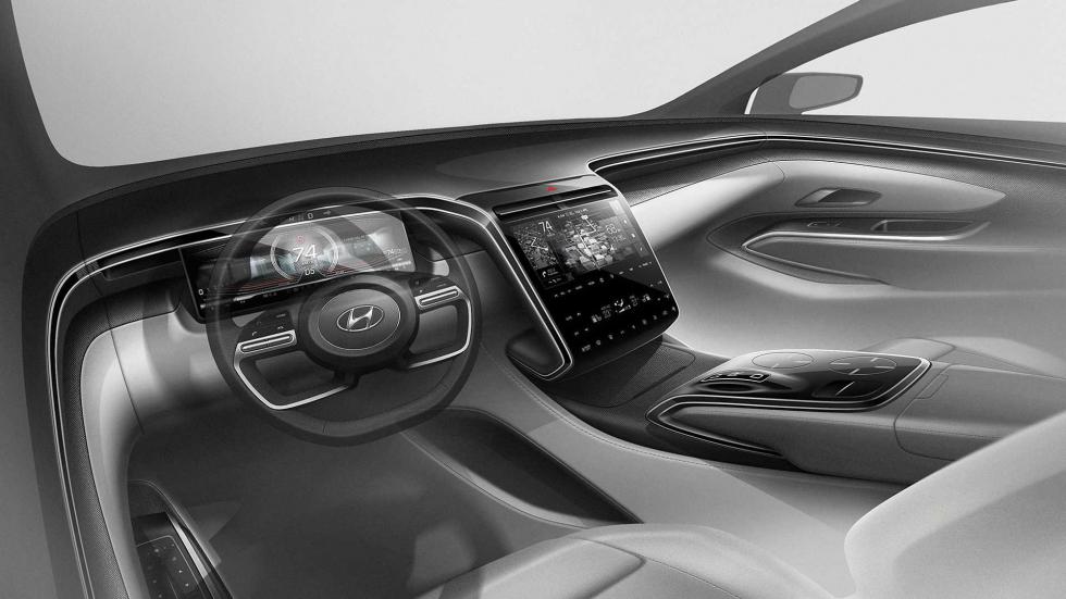 Βάσει του σκίτσου της Hyundai και των πληροφοριών που έχουμε στη διάθεσή μας, γνωρίζουμε πως η καμπίνα του νέου Tucson θα είναι πιο hi-tech από ποτέ.